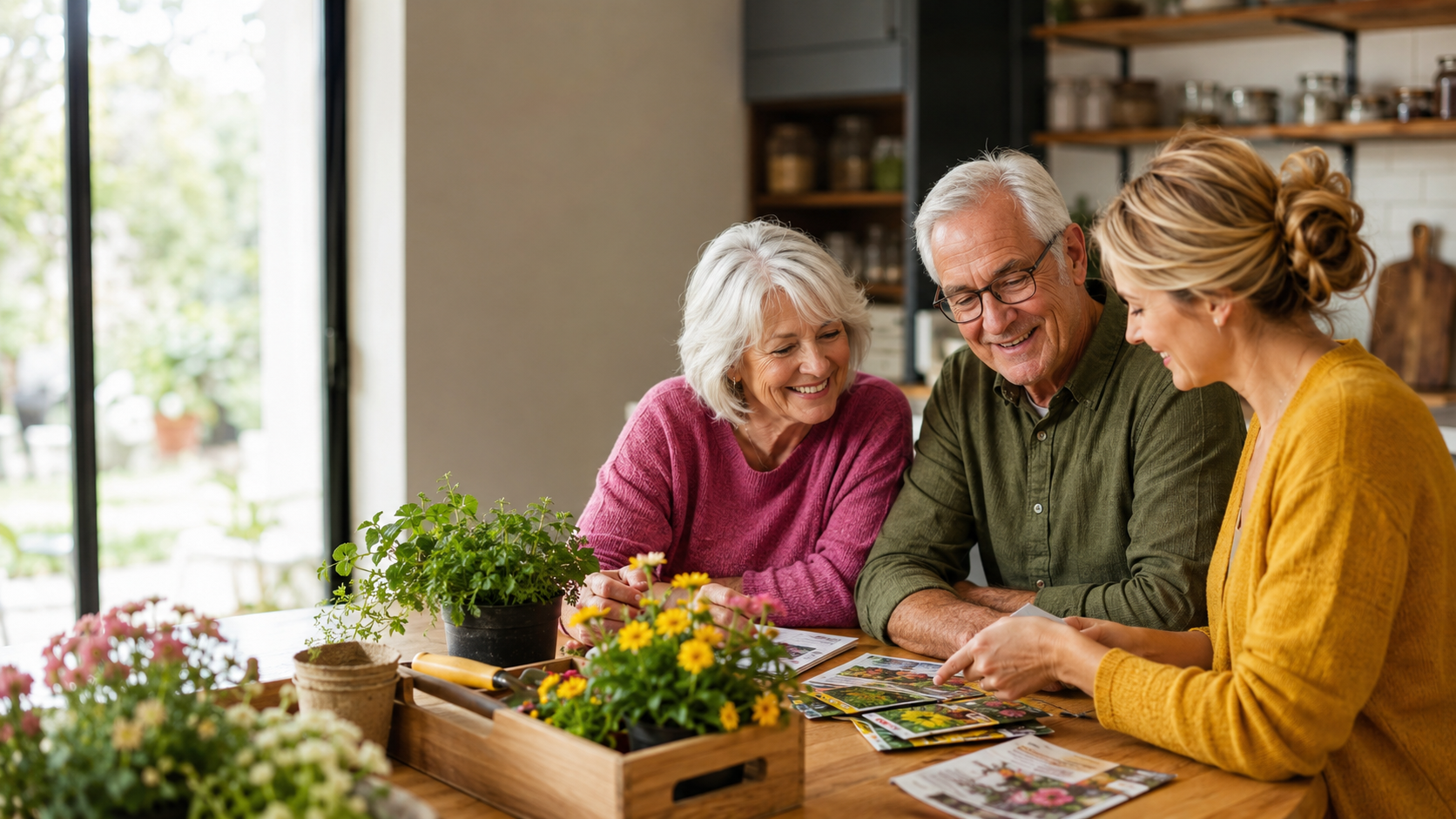 Older couple planning home care in Southeast Texas with a caregiver