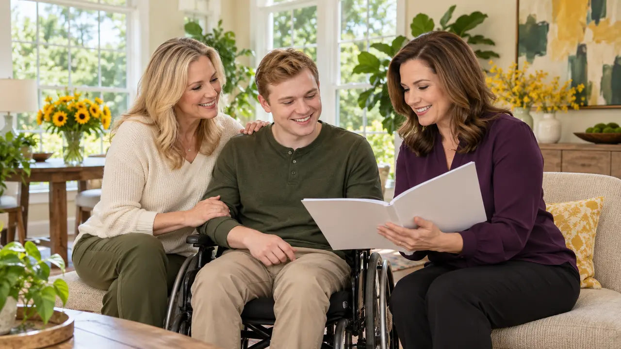 A family reviews home-support questions together before calling their STAR+PLUS service coordinator